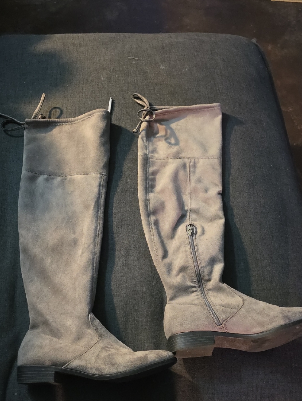 Gray Suede Over-the-Knee Boots